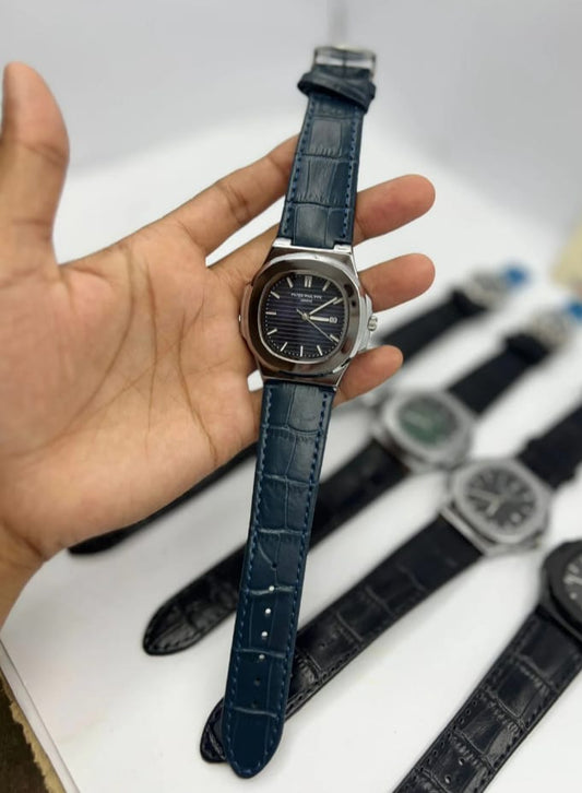 PP Geneve Nautilus Premium Leather Strap Watch