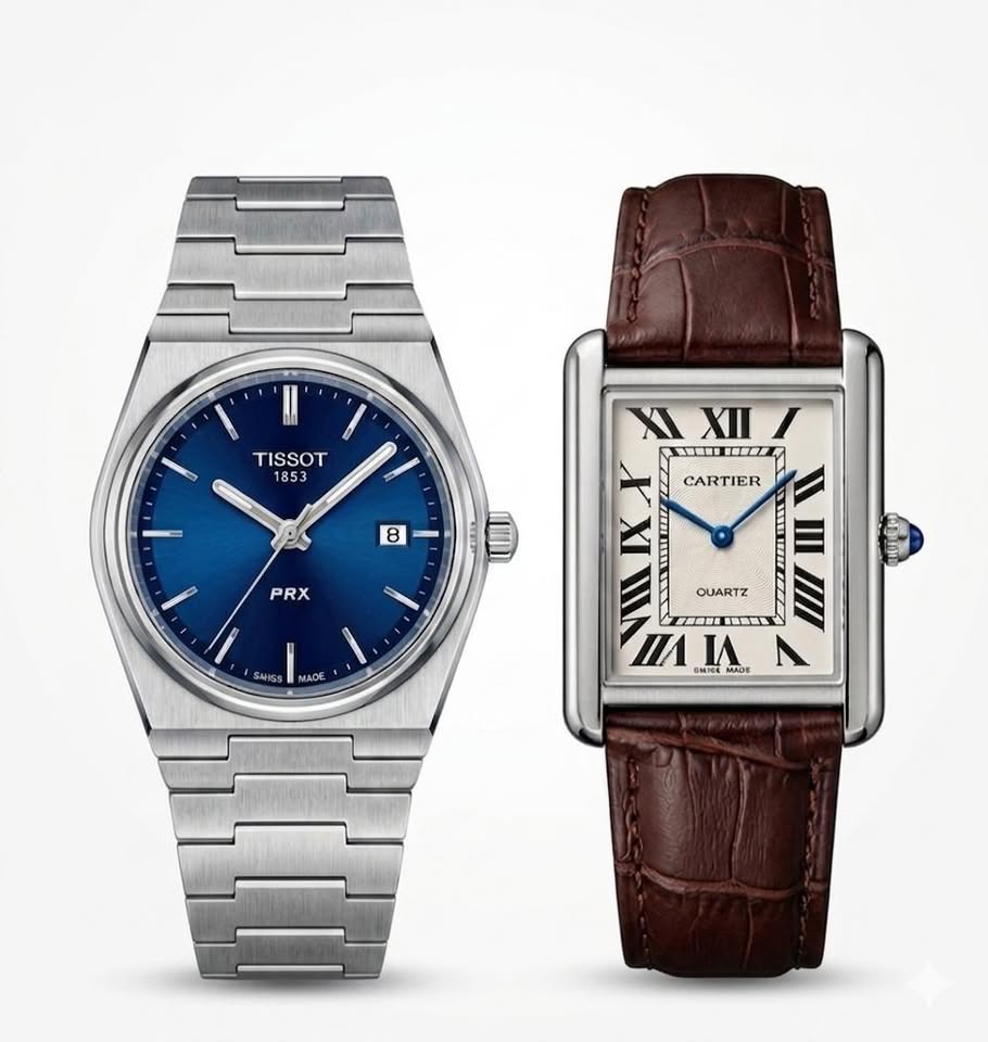 Elite Timepiece Duo – Tissot PRX × Cartier Tank