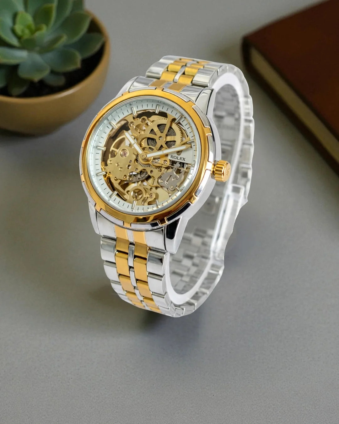 RLX Skeleton Automatic Watch – Two tone Chain